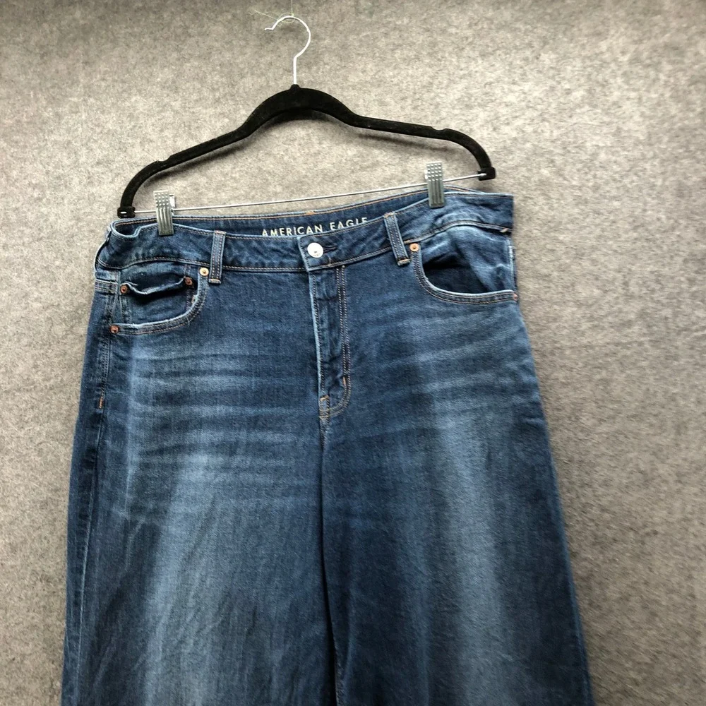 American Eagle Low Rise Baggy Wide Leg Jeans Womens 14 X-Long Y2K Slouchy